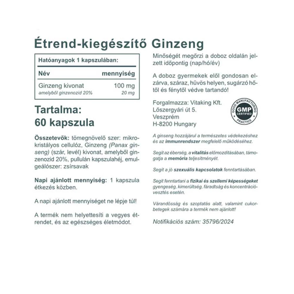 Vitaking - Extrato de Ginseng 100 mg (60 Cápsulas) - Image 7
