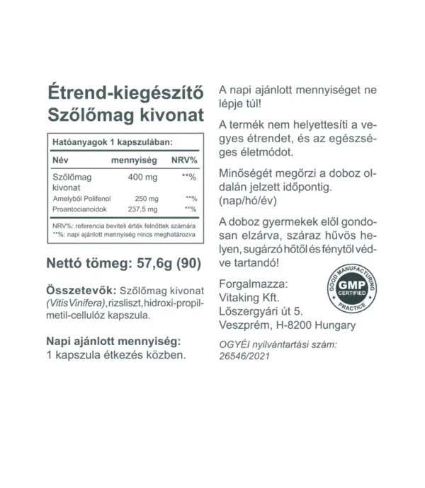 Vitaking - Extrato de Grainha de Uva 400 mg (90 Cápsulas Vegetais) - Image 4