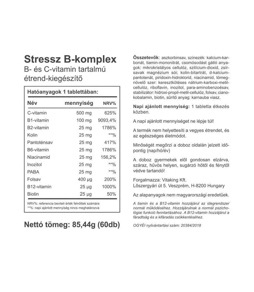 Vitaking - Complexo B Anti-Stress Multivitamínico (60 Comprimidos) - Image 2