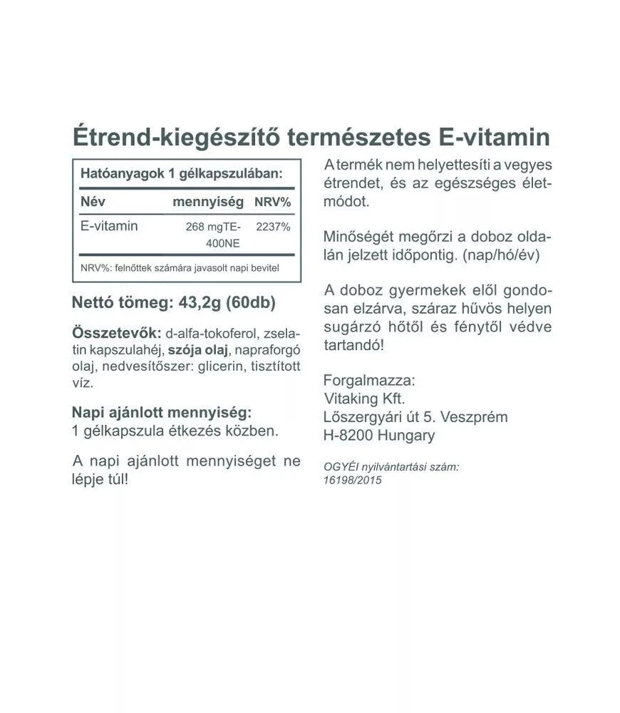 Vitaking - Vitamina E 400 UI (60 Cápsulas Moles) - Image 2