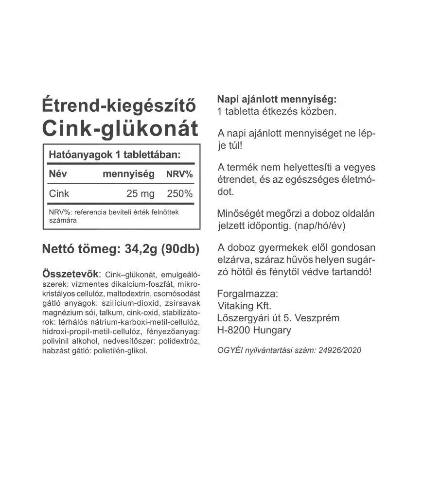Vitaking - Gluconato de Zinco 25 mg (90 Comprimidos) - Image 4