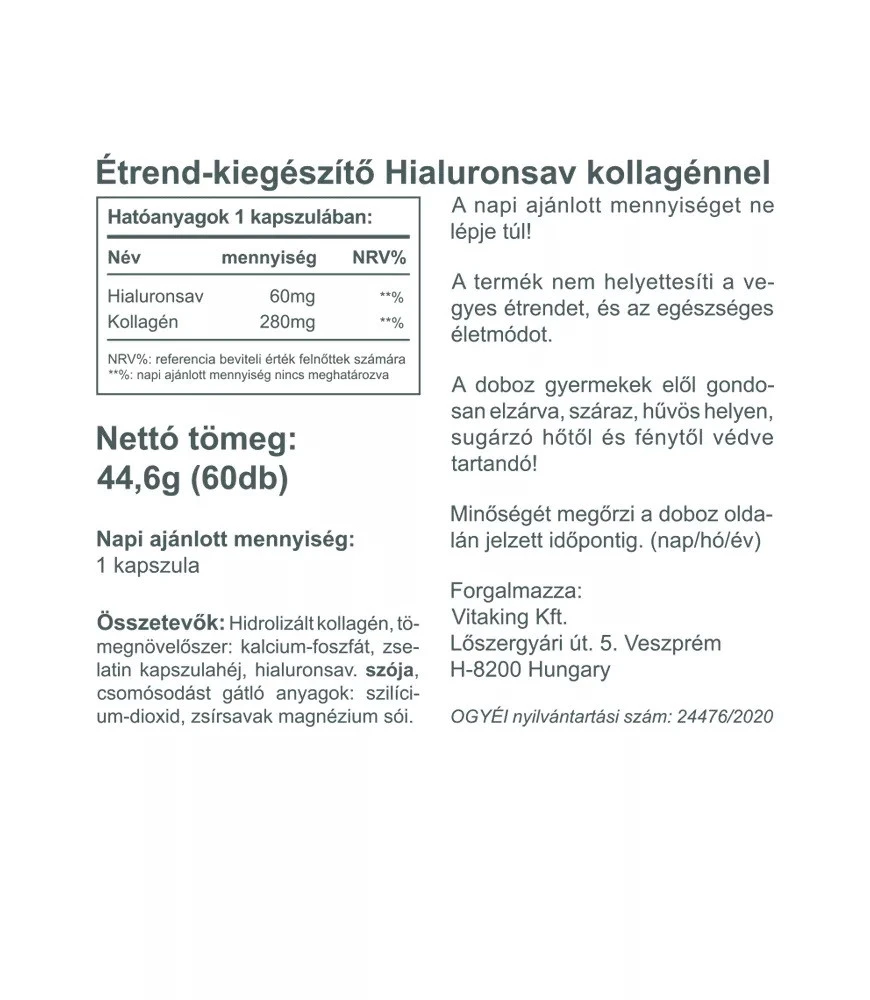 Vitaking - Colagénio e Ácido Hialurónico (60 Cápsulas) - Image 4