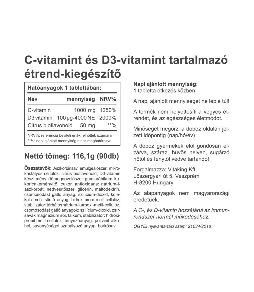 Vitaking - Vitamina C-1000 + D-4000 (90 Comprimidos) - Image 2