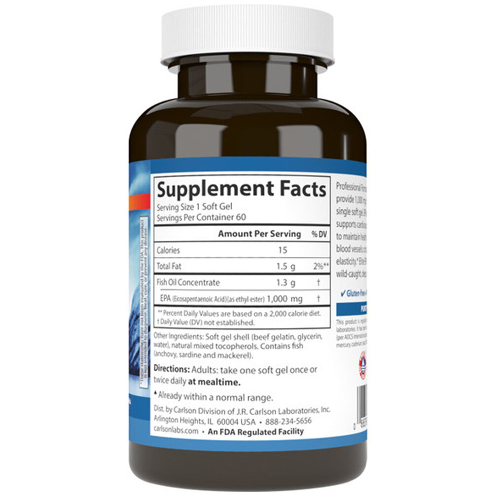 Carlson Labs - Pérolas Elite de EPA 1000 mg, 60 cápsulas moles - Image 3