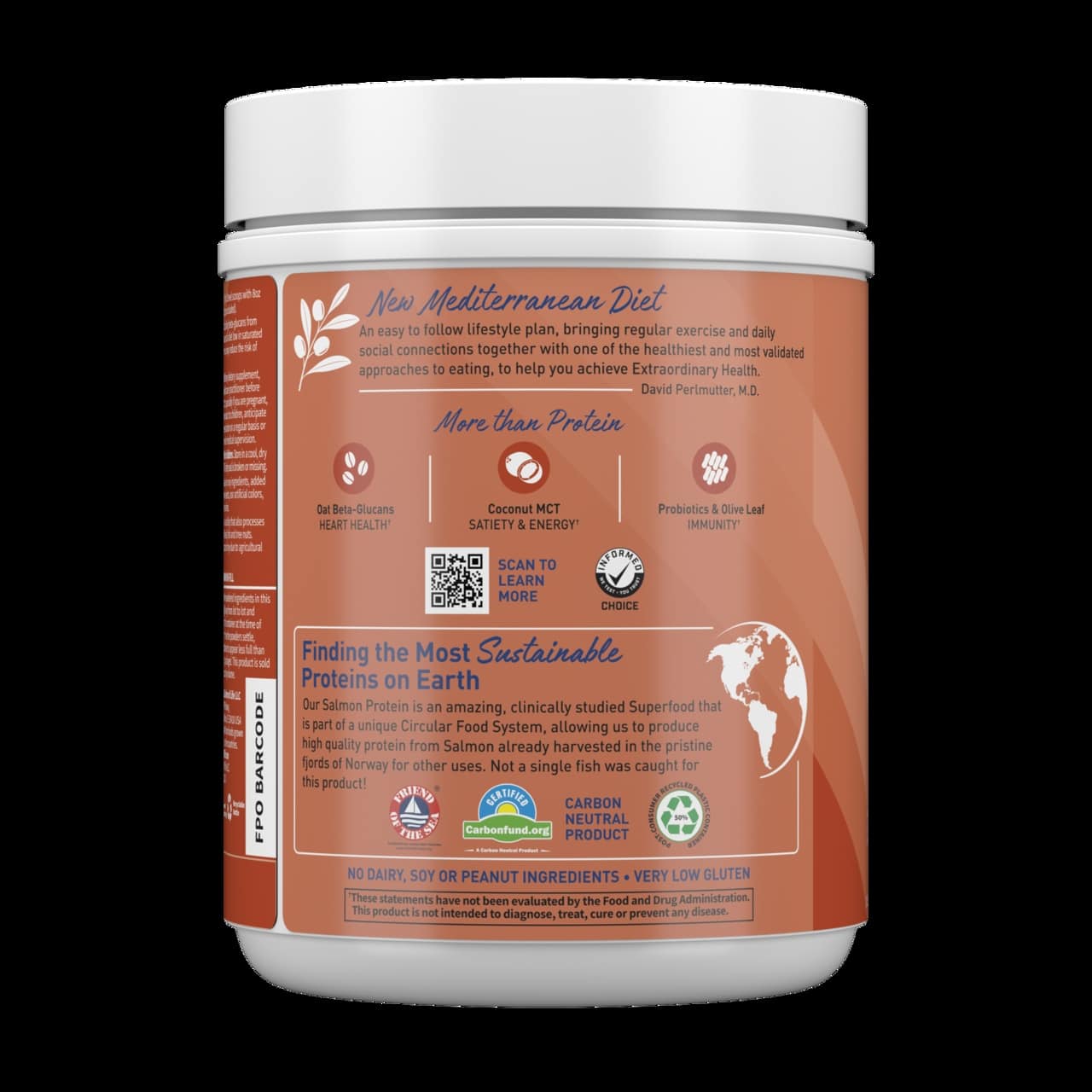 Dr. Formulado MD Protein Plant & Sustainable Salmon Powder, Rich Chocolate - 686g - Image 3