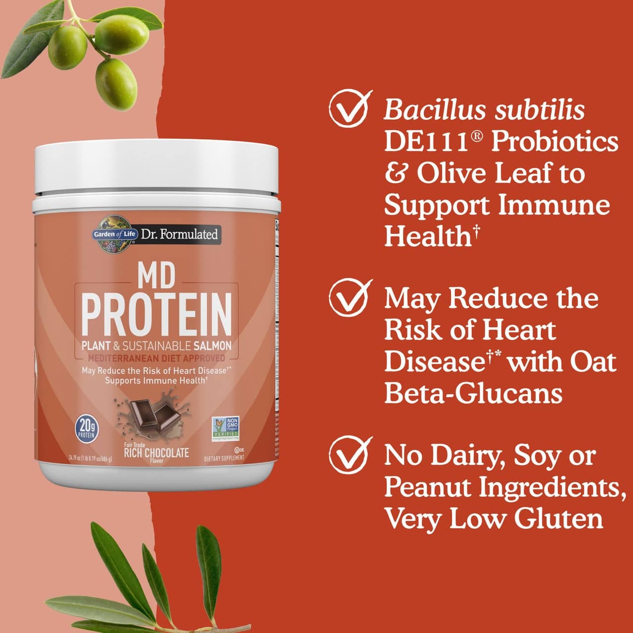 Dr. Formulado MD Protein Plant & Sustainable Salmon Powder, Rich Chocolate - 686g - Image 4
