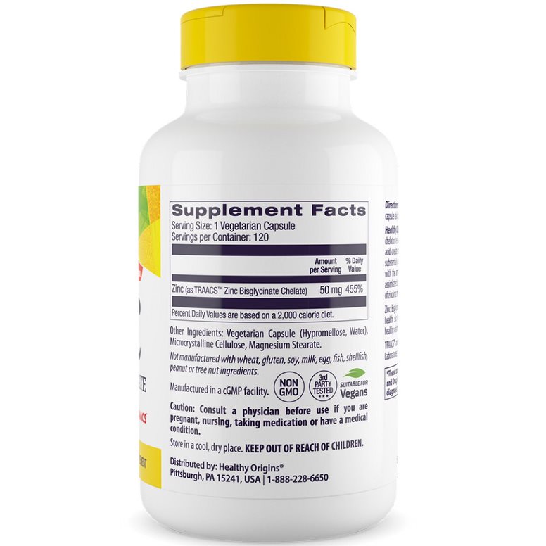 Healthy Origins - Cápsulas Vegetais de Zinco Depot 50 mg, 120 unidades - Image 3