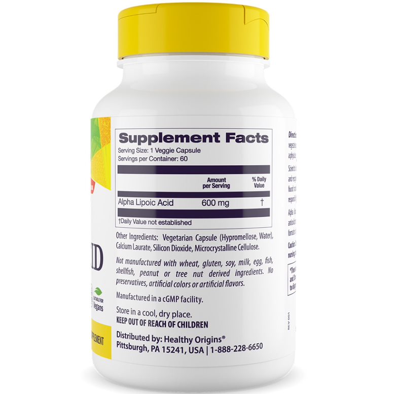 Healthy Origins - Ácido Alfa-Lipóico de Libertação Prolongada 600 mg, 60 Cápsulas - Image 4