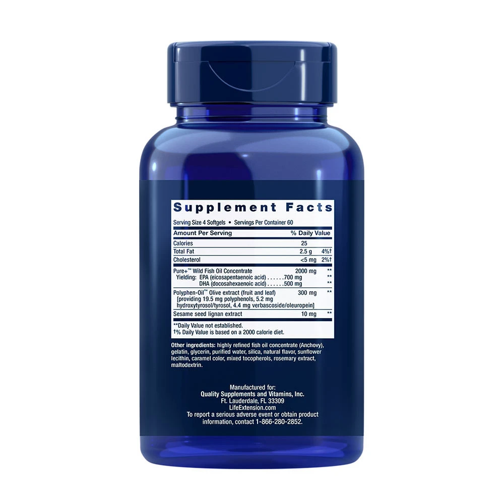Super Omega-3 EPA/DHA com Sésamo Lignans & Extrato de Azeitona - 240 softgels - Image 2