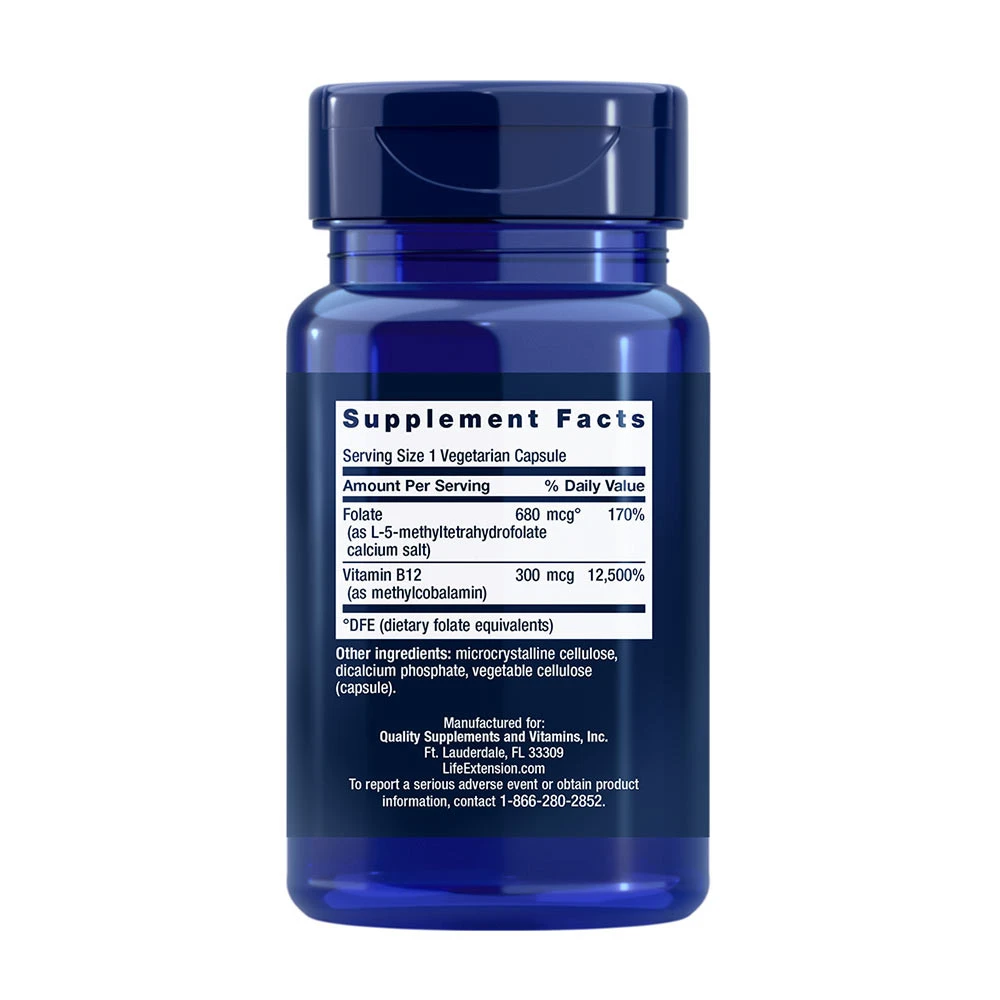 BioActive Folate & Vitamin B12 - 90 vcaps - Image 2