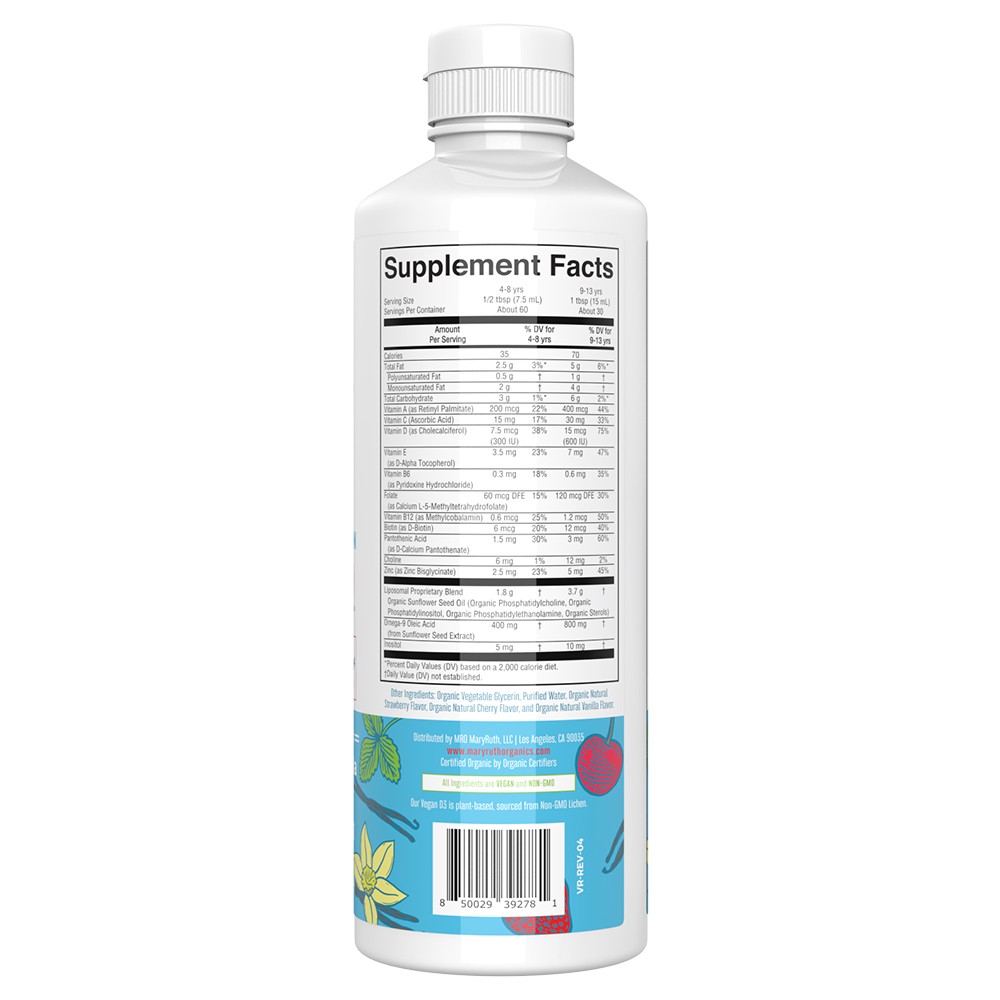 MaryRuth's - Multivitamínico Líquido para Crianças Lipossomal de Morango, Cereja e Baunilha, 450 ml - Image 4