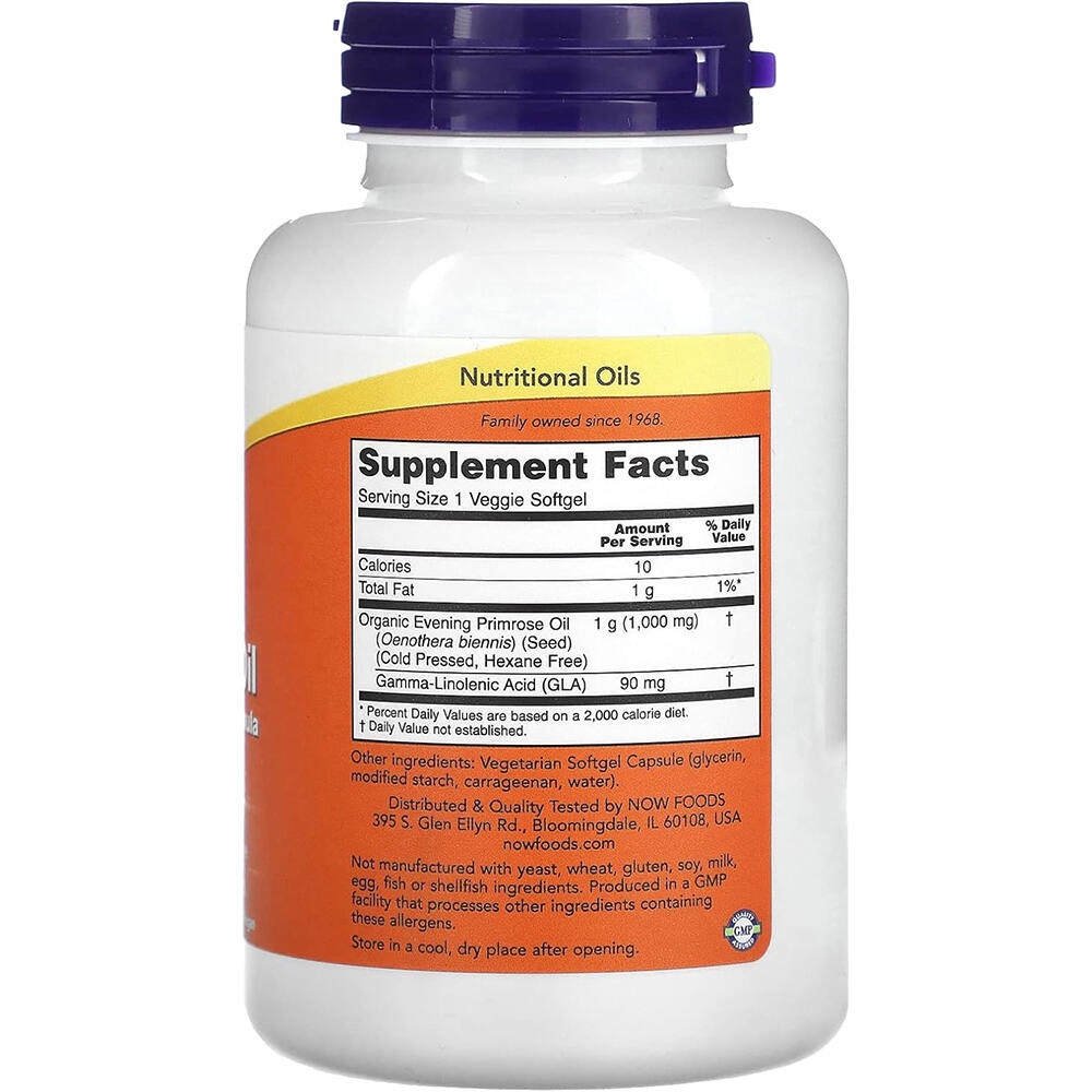 NOW Foods - Óleo de Onagra 1000 mg, 90 Cápsulas Vegetais - Image 3