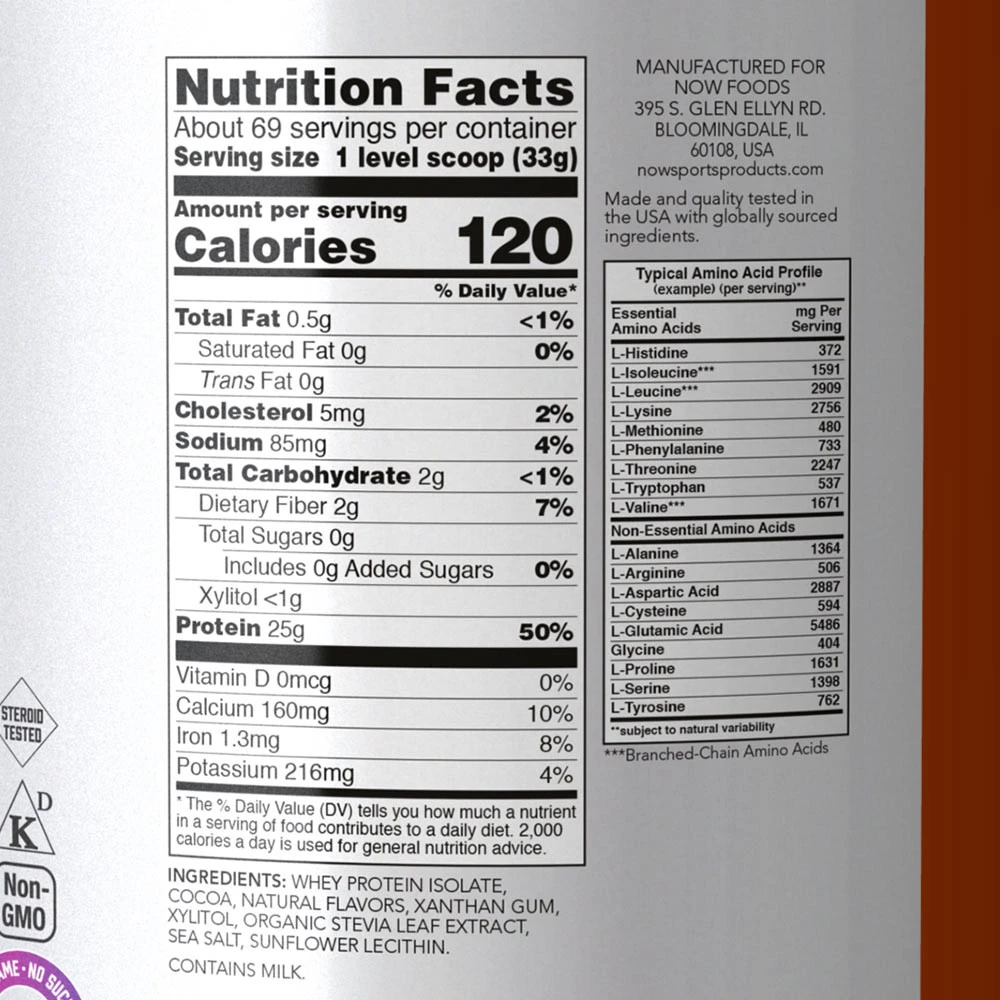 NOW Foods - Isolado de Proteína de Soro de Leite, Chocolate (2268 g) - Image 2
