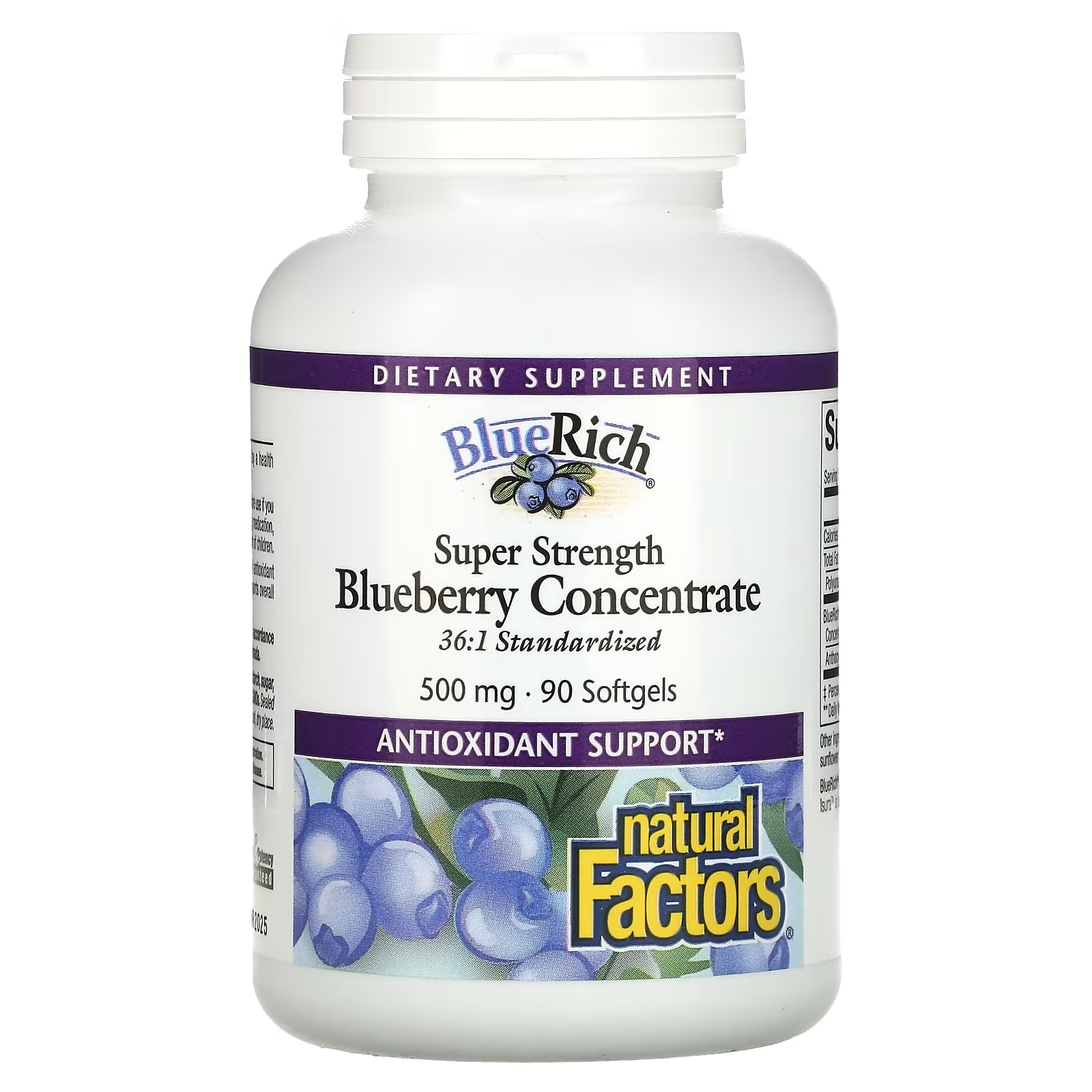 Natural Factors - Concentrado de Mirtilo de Super Força 500 mg, 90 Cápsulas Moles - Image 2