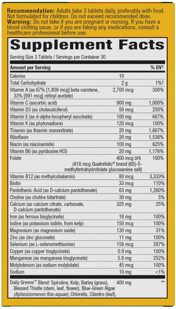 Nature's Way - Alive!® Multivitamínico de Máxima Potência Max3 (90 Comprimidos) - Image 2