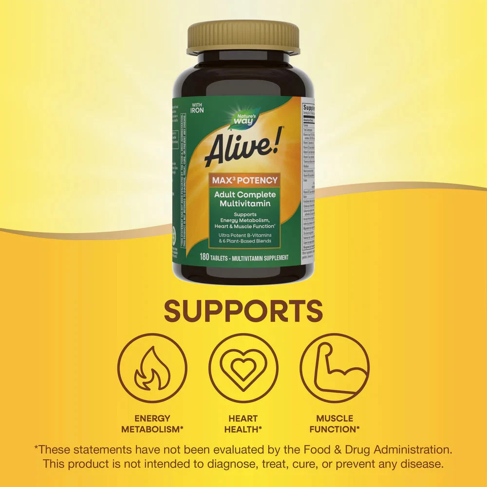 Nature's Way - Alive!® Multivitamínico de Máxima Potência Max3 (180 Comprimidos) - Image 11
