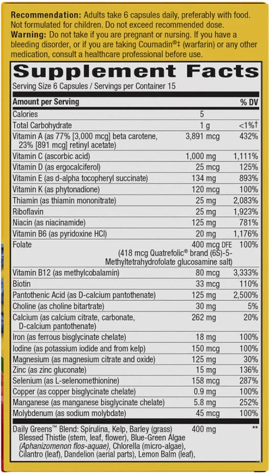 Nature's Way - Alive!® Max6 Máxima Potência Multivitamínico Diário (90 Cápsulas) - Image 4