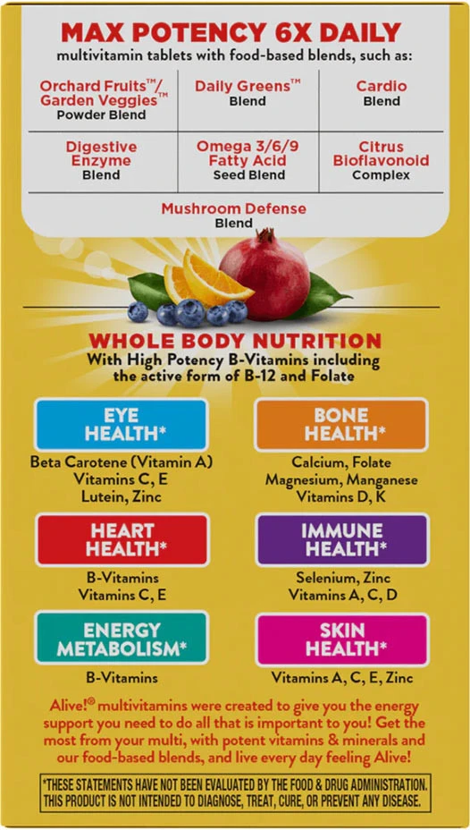 Nature's Way - Alive!® Max6 Máxima Potência Multivitamínico Diário (90 Cápsulas) - Image 9