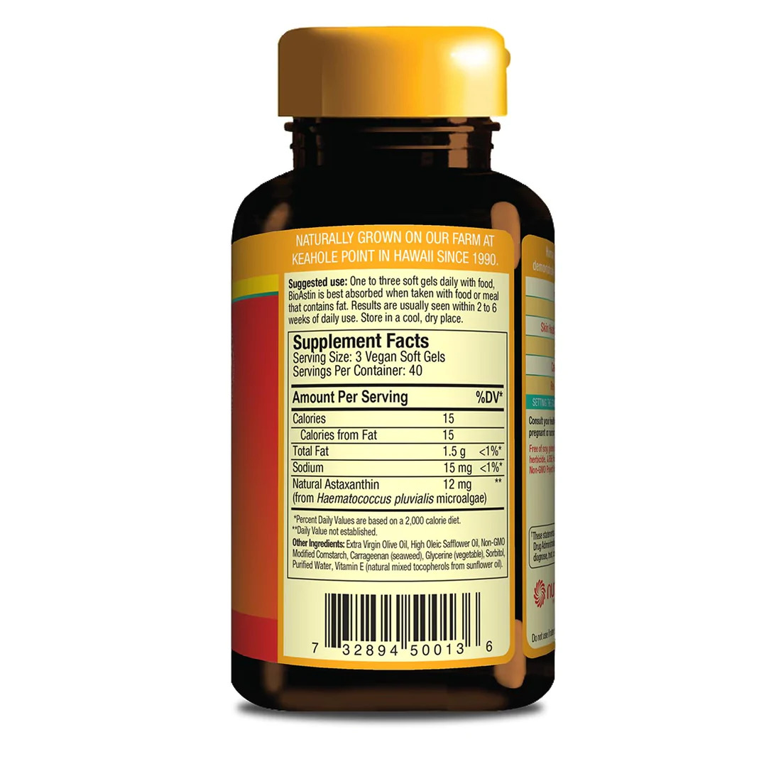 Nutrex - Astaxantina Hawaiana Vegana Nutrex 4 mg, 120 Cápsulas Moles Vegetais - Image 3