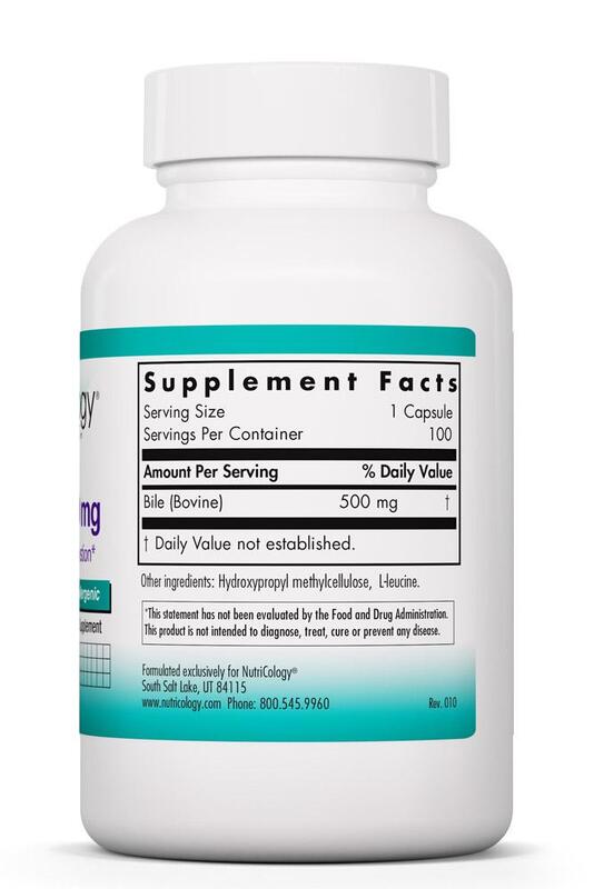 Nutricology - Bílis de Boi 500 mg, 100 Cápsulas Vegetais - Image 4