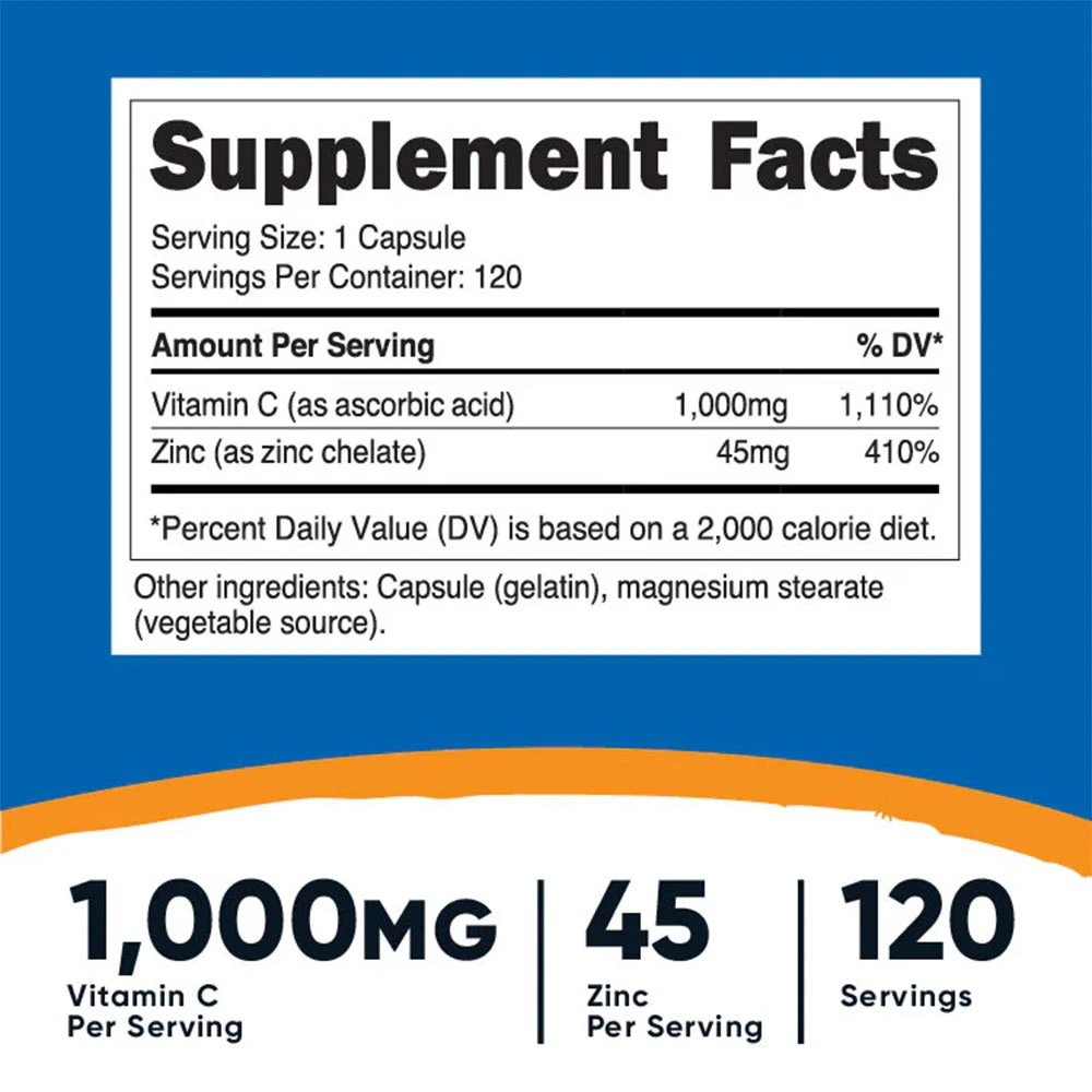 Nutricost - Vitamina C com Zinco 1000 mg (240 Cápsulas) - Image 2