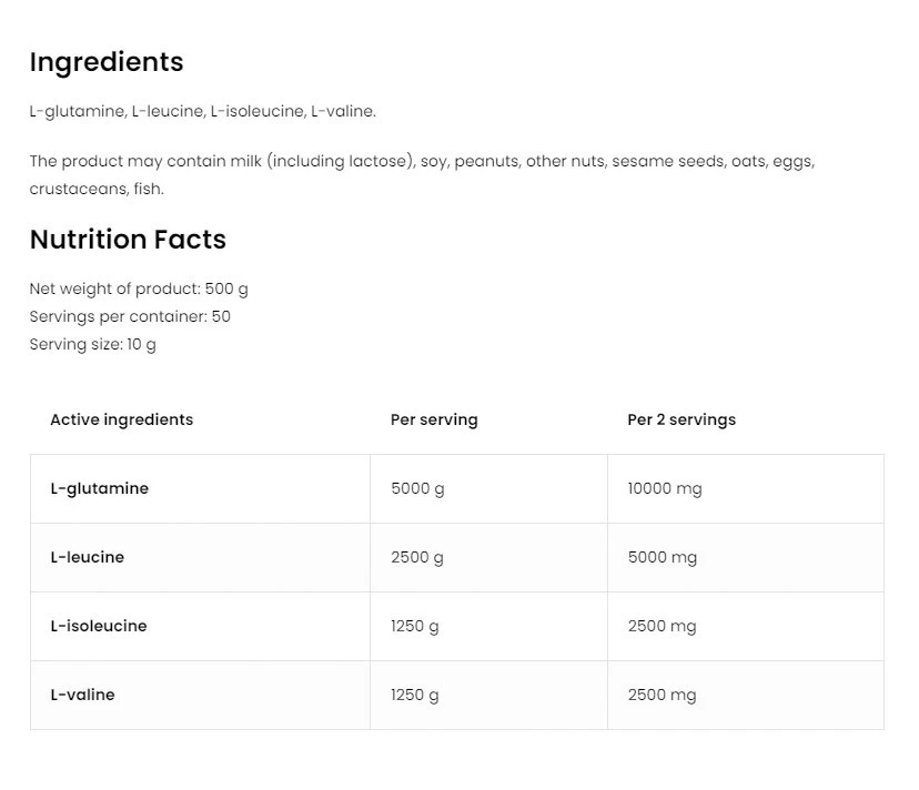 OstroVit - BCAA + Glutamina, Natural - 500 g - Image 2
