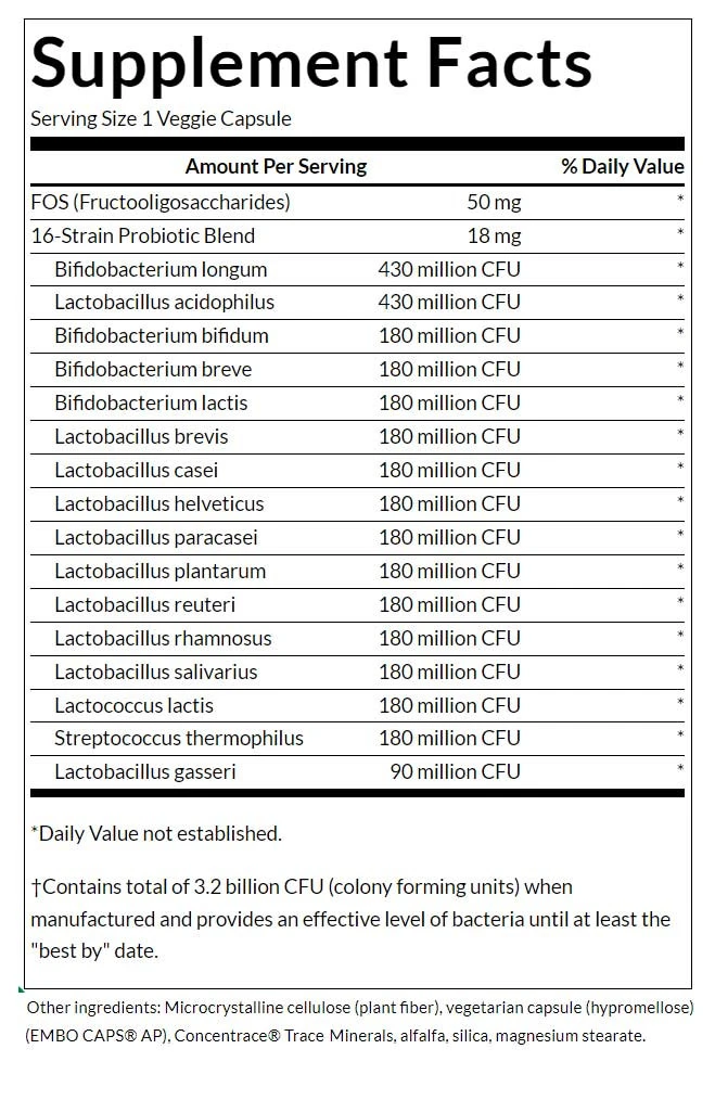 Dr. Stephen Langer's Ultimate 16 Strain Probiotic com FOS, 3,2 bilhões de CFU - 60 vcaps - Image 2