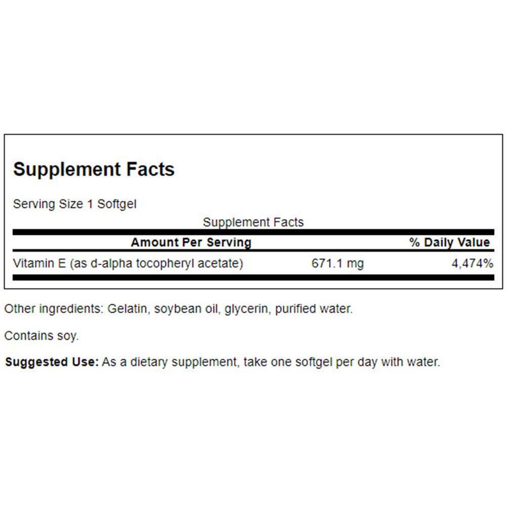 Vitamina E, 1000 UI - 100 cápsulas gelatinosas - Image 3