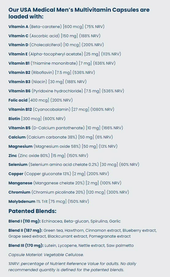 USA Medical - Multivitamínico para Homens (60 Cápsulas) - Image 2