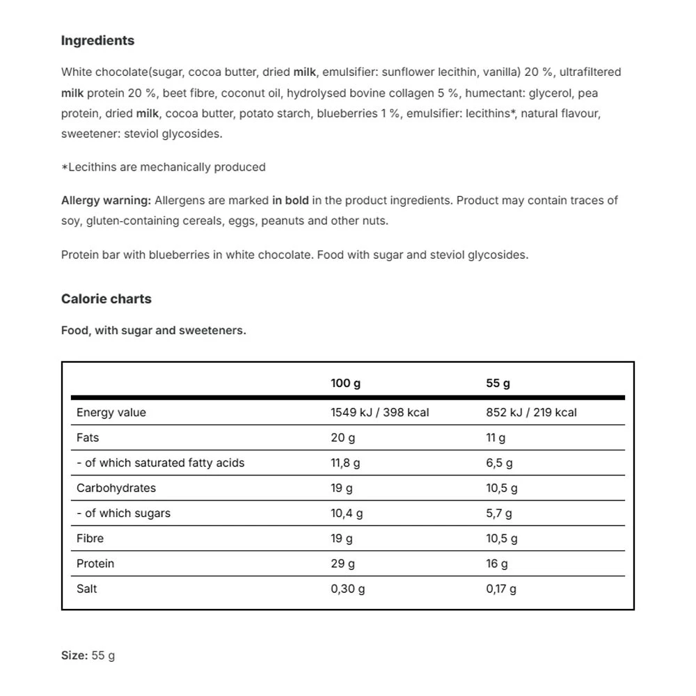 Vilgain - Barra de Proteína Duplo Problema de Cheesecake de Mirtilo Vilgain (55 g) - Image 2