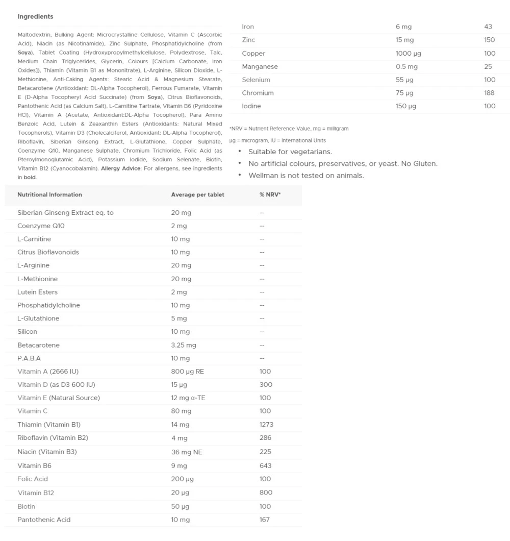 Vitabiotics - Wellman 50+ (30 Comprimidos) - Image 2