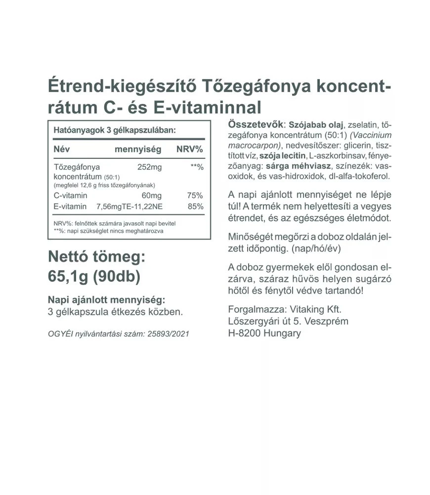 Vitaking - Concentrado de Fruto de Arando com Vitamina C e E 4200 mg (90 Cápsulas Moles) - Image 2