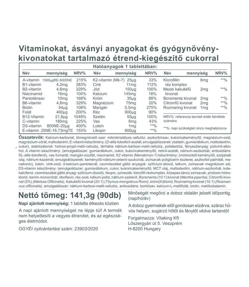 Vitaking - Multivitamínico Diário (90 Comprimidos) - Image 2