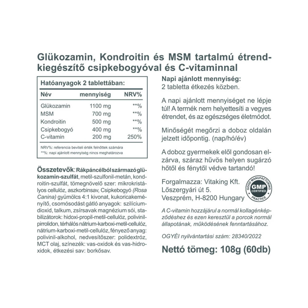 Vitaking - Fórmula para Articulações com Glucosamina, Condroitina e MSM (60 Comprimidos) - Image 2