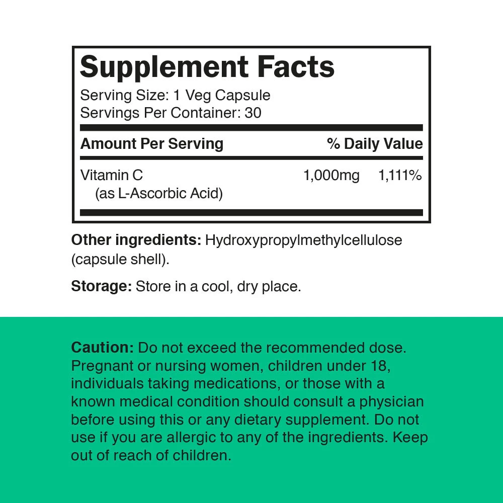 Vitamin360 - Vitamina C-1000 - Vitamina C 1000 mg (30 Cápsulas Vegetais) - Image 2