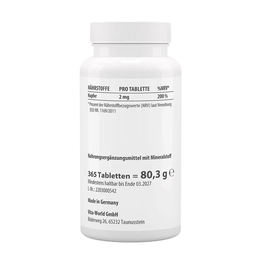 Vitaworld - Cobre 2 mg (365 comprimidos) - Image 2