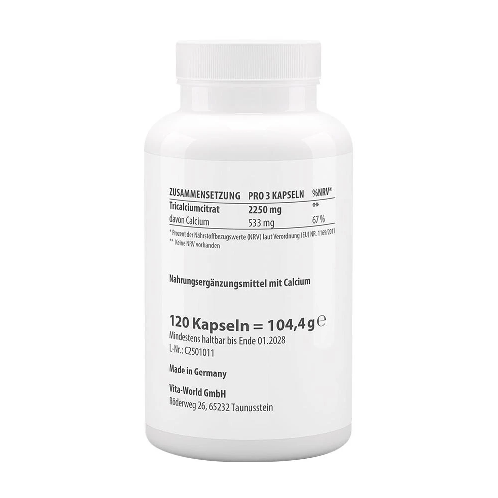 Vitaworld - Citrato de Cálcio 500 (120 Cápsulas) - Image 2