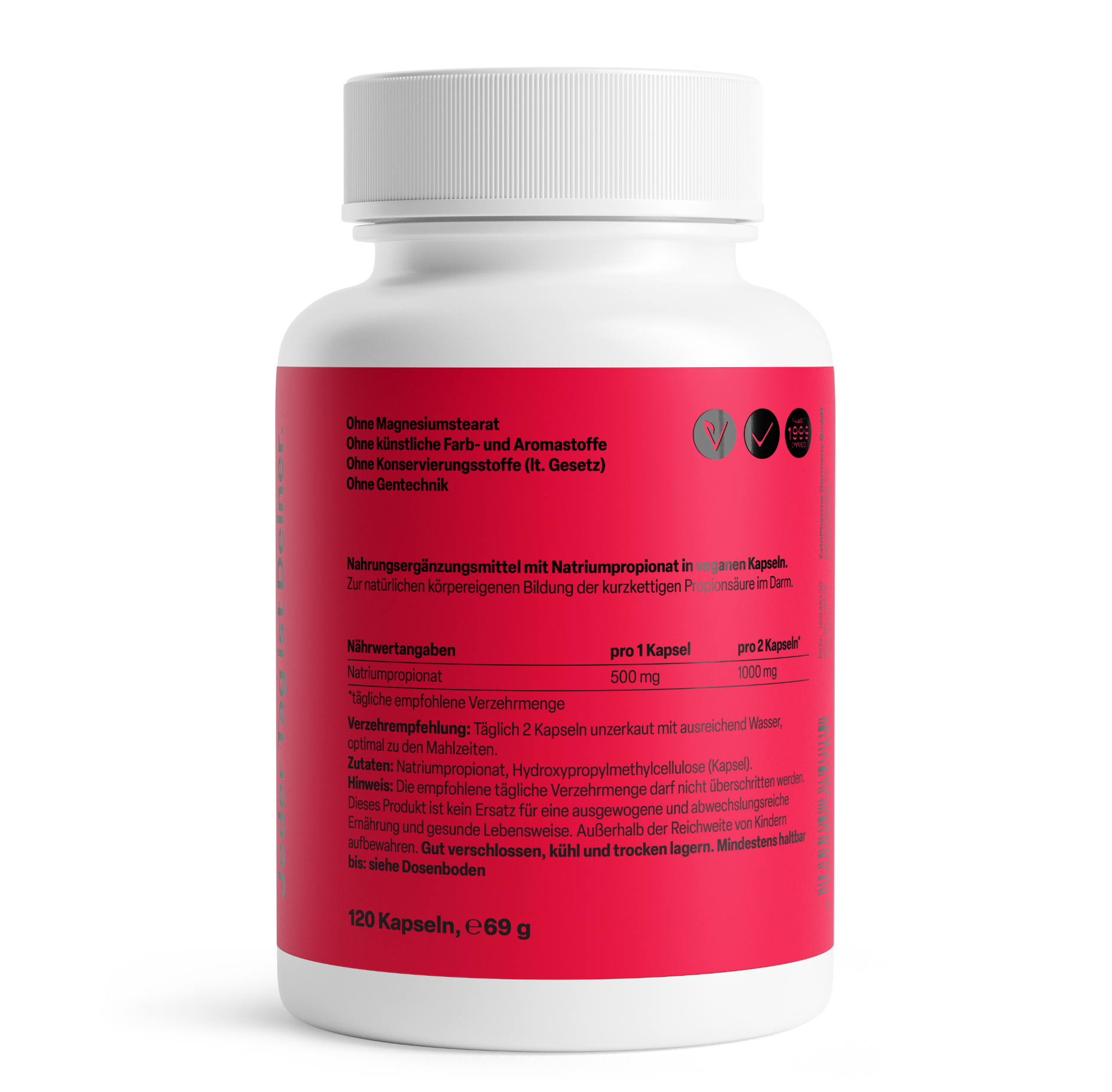 Ácido Propiônico, 500mg - 120 cápsulas - Image 3